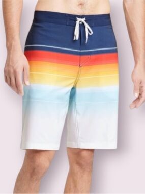 Goodfellow & Co Blue and Orange Board Shorts Quick-Dry Swimwear